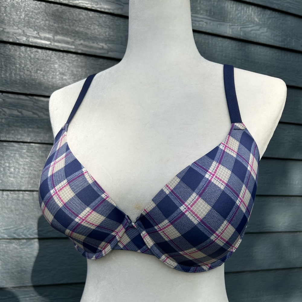 Victoria’s Secret Plaid Blue Women's Bra 38D